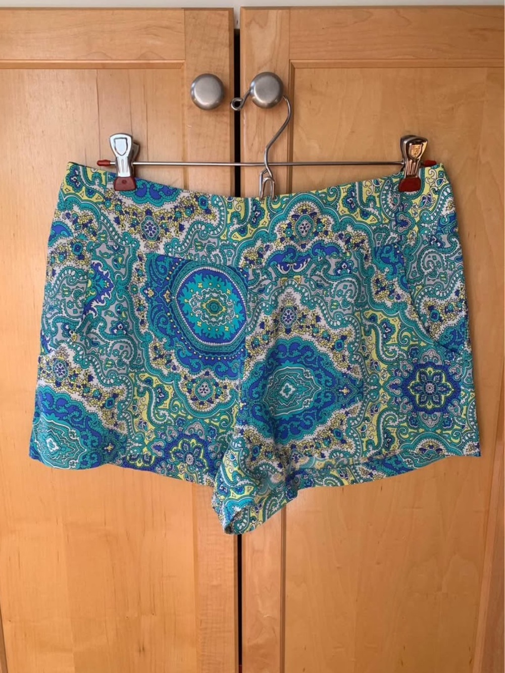 Alice & Trixie Blue Green Paisley High-Waist Shorts